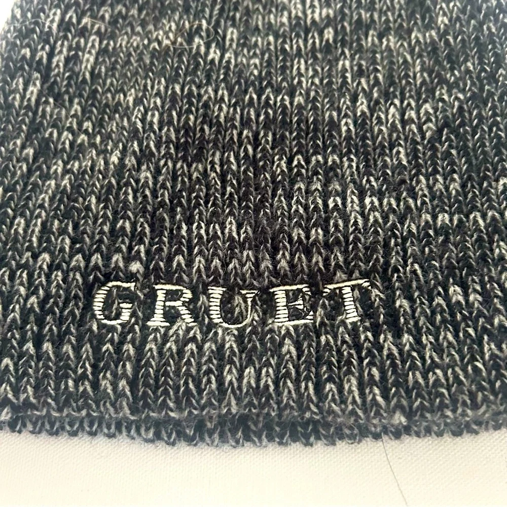🍀 3 for $25 Set 2 Beanie Head Warmers Grey Black Embroidered Gruet Eddie Bauer